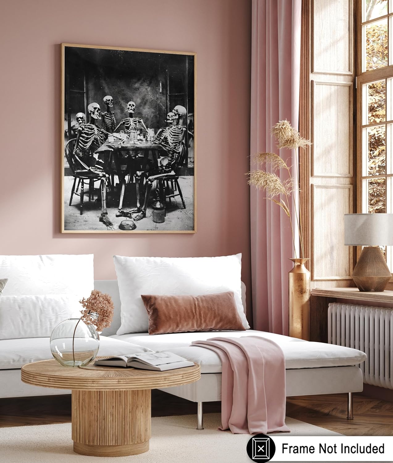 Poster Master Vintage Skeletons Smoking Poster - Retro Dinner Party Print - Skeleton Art - Halloween Art - Gift for Him & Her - Gothic Decor for Dorm, Living Room or Bedroom - 11x14 UNFRAMED Wall Art