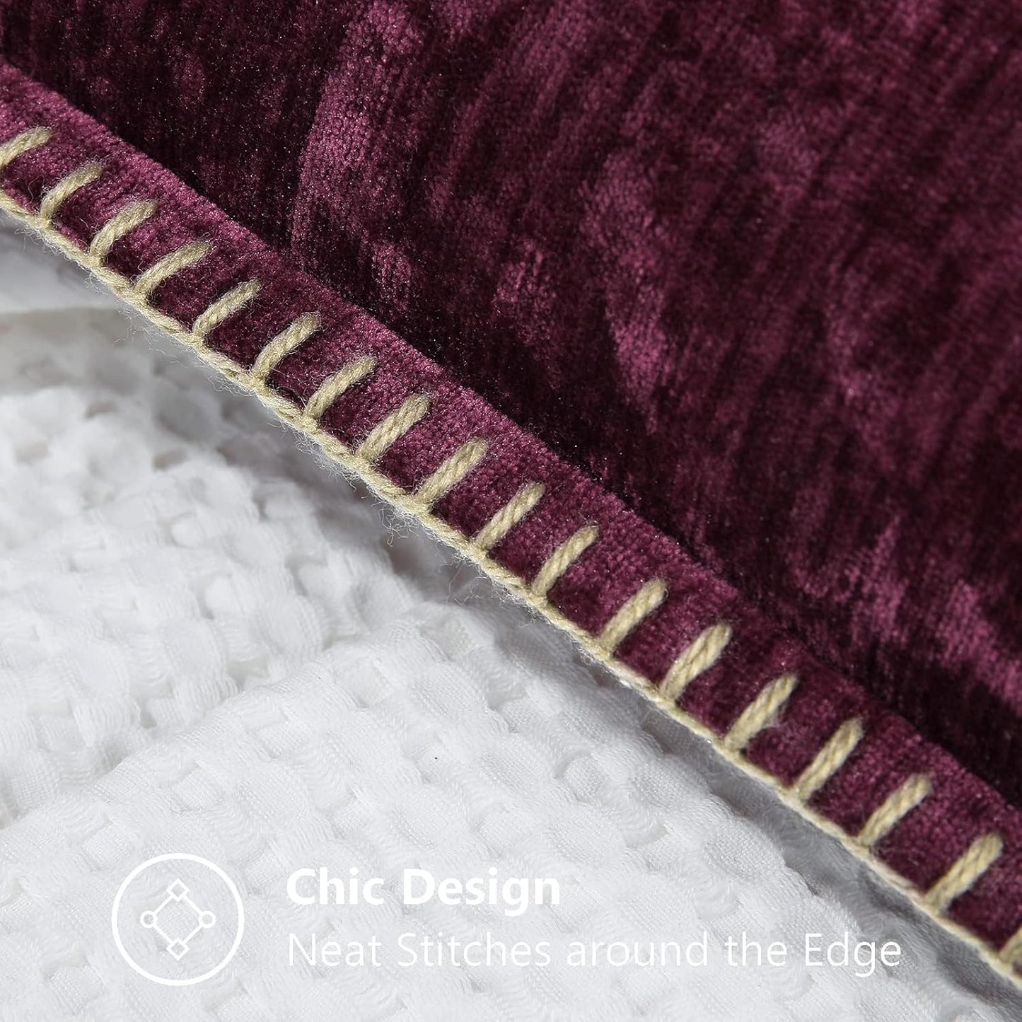 decorUhome Chenille Soft Throw Pillow Covers 18x18 Set of 2, Farmhouse Velvet Neutral Decorative Euro Pillow Covers with Stitched Edge for Couch Sofa Bed Home Decor, Rhododendron