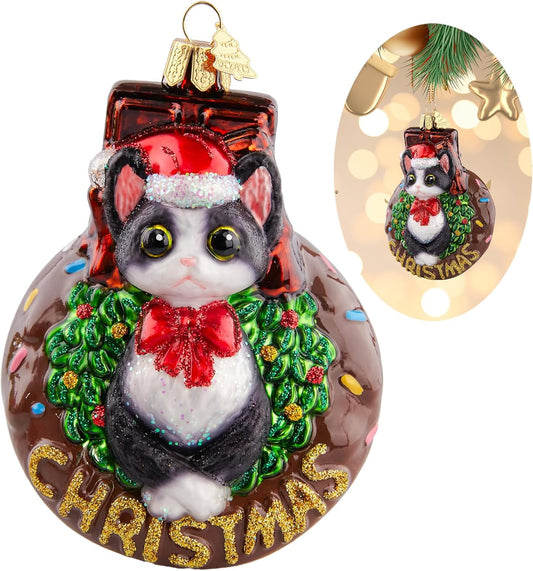 Christmas Tree Ornaments,Hand-Blown Glass Ornaments,Devon Cat Collection Hanging Ornament,Personalized Donut Ornament,Christmas Decorations for Animal Lovers Holiday Party Home Gifts
