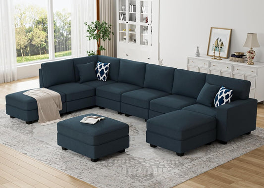 L Lengend Vansen Modular Sectional Sofa U Shaped Couch with Ottoman Modern Reversible Corner Sectional Couch for Living Room (Charcoal, U Shaped Sofa-4)