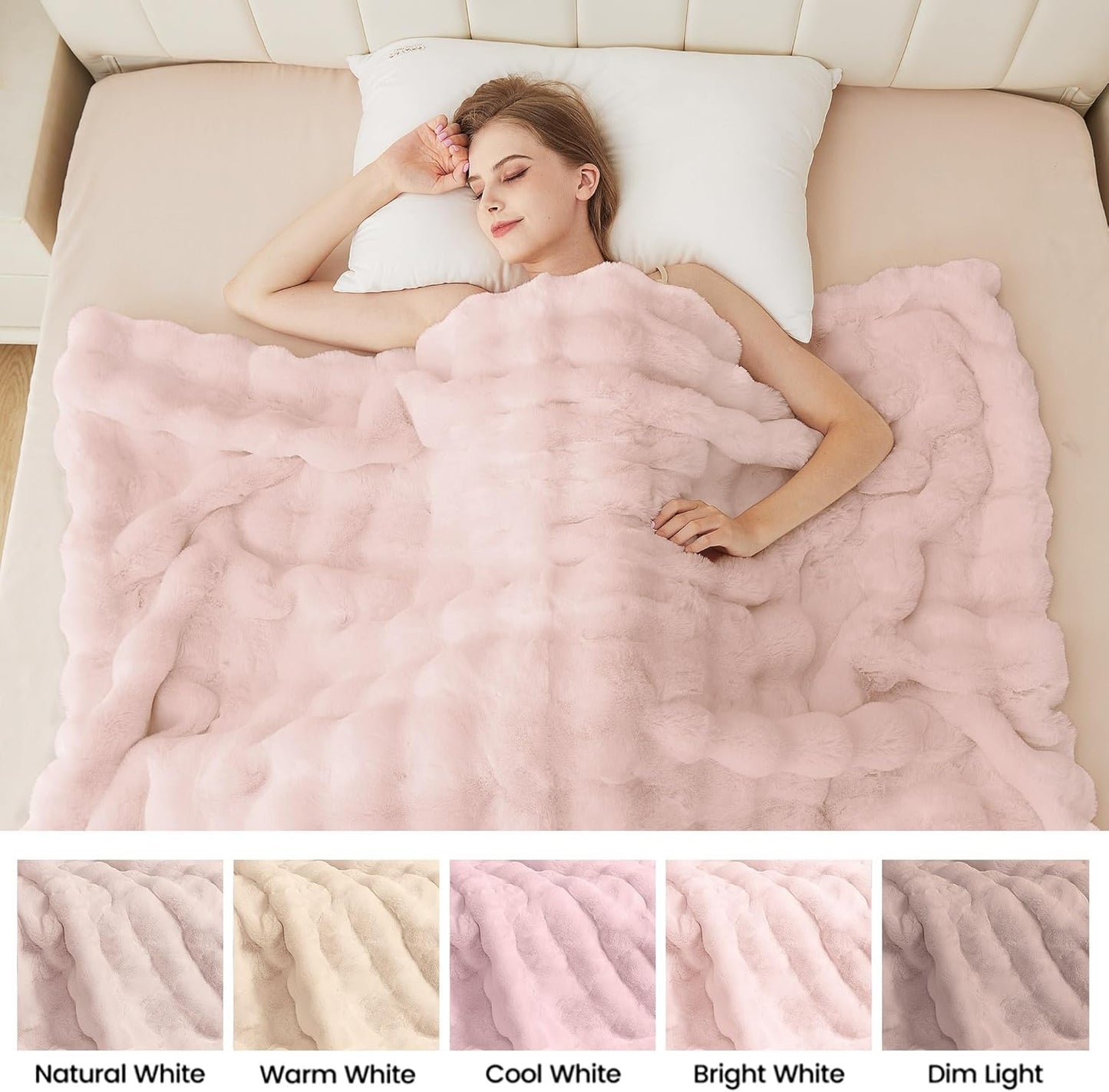 Pink Fluffy Blanket for Couch Living Room Faux Fur 50x60 Fuzzy Throw Blanket for Bed Soft Furry Bed Cozy Comforter Home Decor Gifts 860 GSM