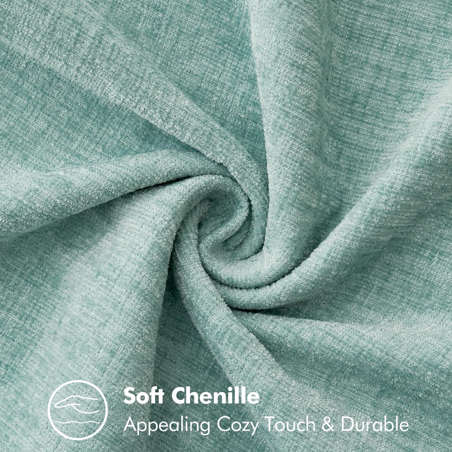 MIULEE Pack of 2 Couch Throw Pillow Covers 12x20 Inch Aqua Green Farmhouse Decorative Pillow Covers with Stitched Edge Soft Chenille Solid Dyed Spring Pillow Covers for Sofa Bed Living Room