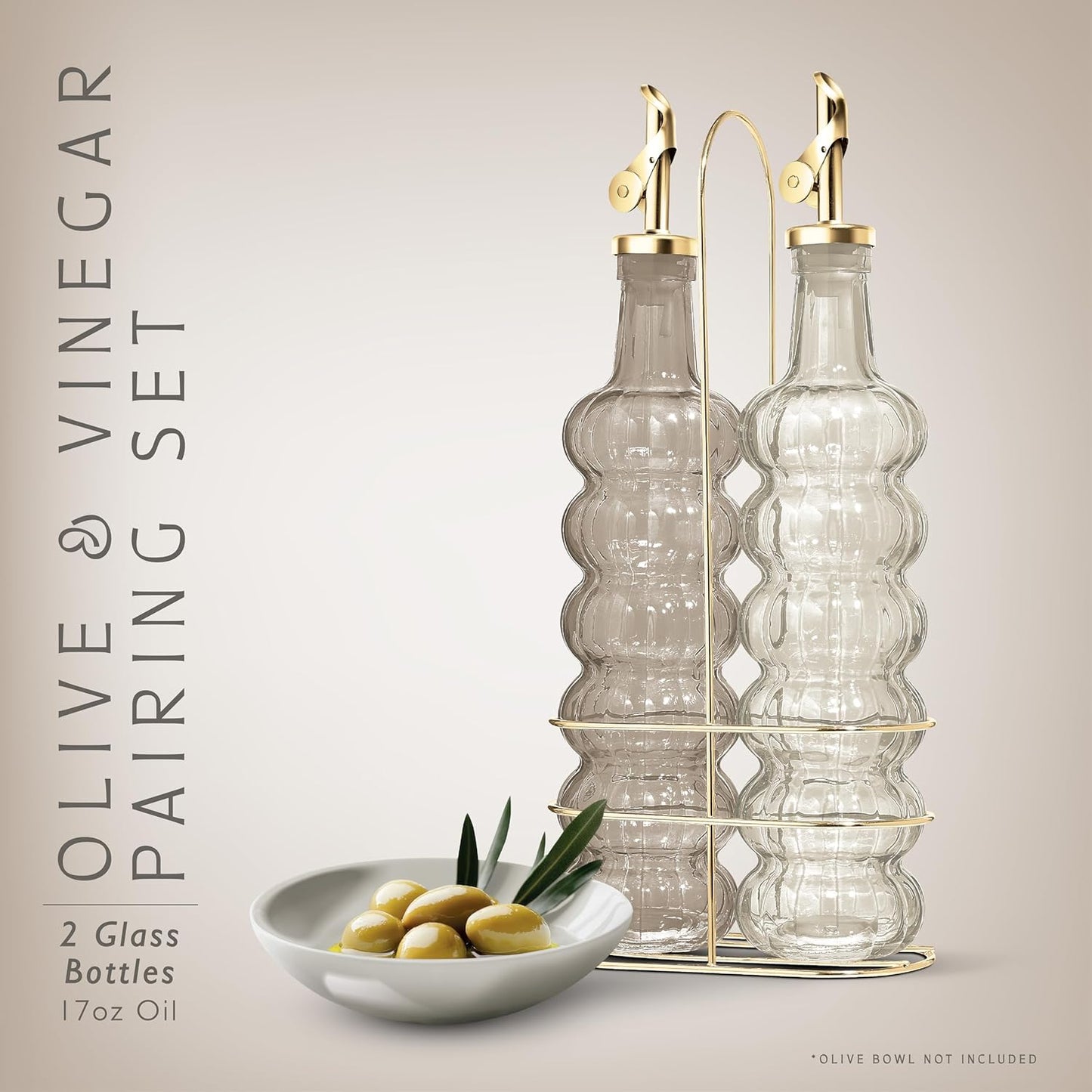 COOK WITH COLOR Glass Olive Oil Bottle Dispenser - 2 Pack- 17oz Oil and Vinegar Cruet - Olive Oil Carafe Decanter for Kitchen