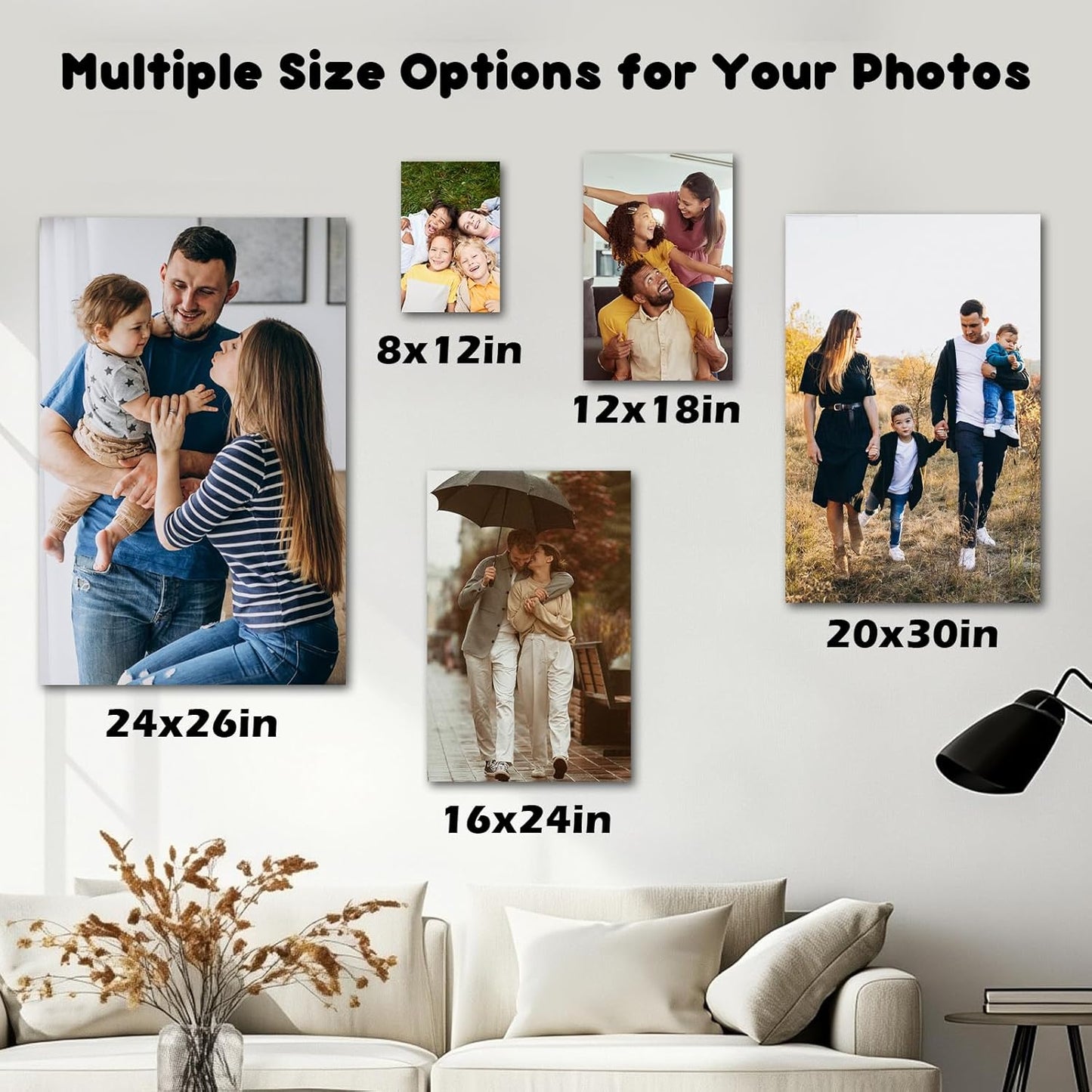 Canvas Prints With Your Photos, Custom Poster On Canvas Customized Canvas Prints with Your Photos Gift for Living Room, Bedroom, Friend，Lover, Wedding Pet Baby Family Photo Framed Wall Art 20×30