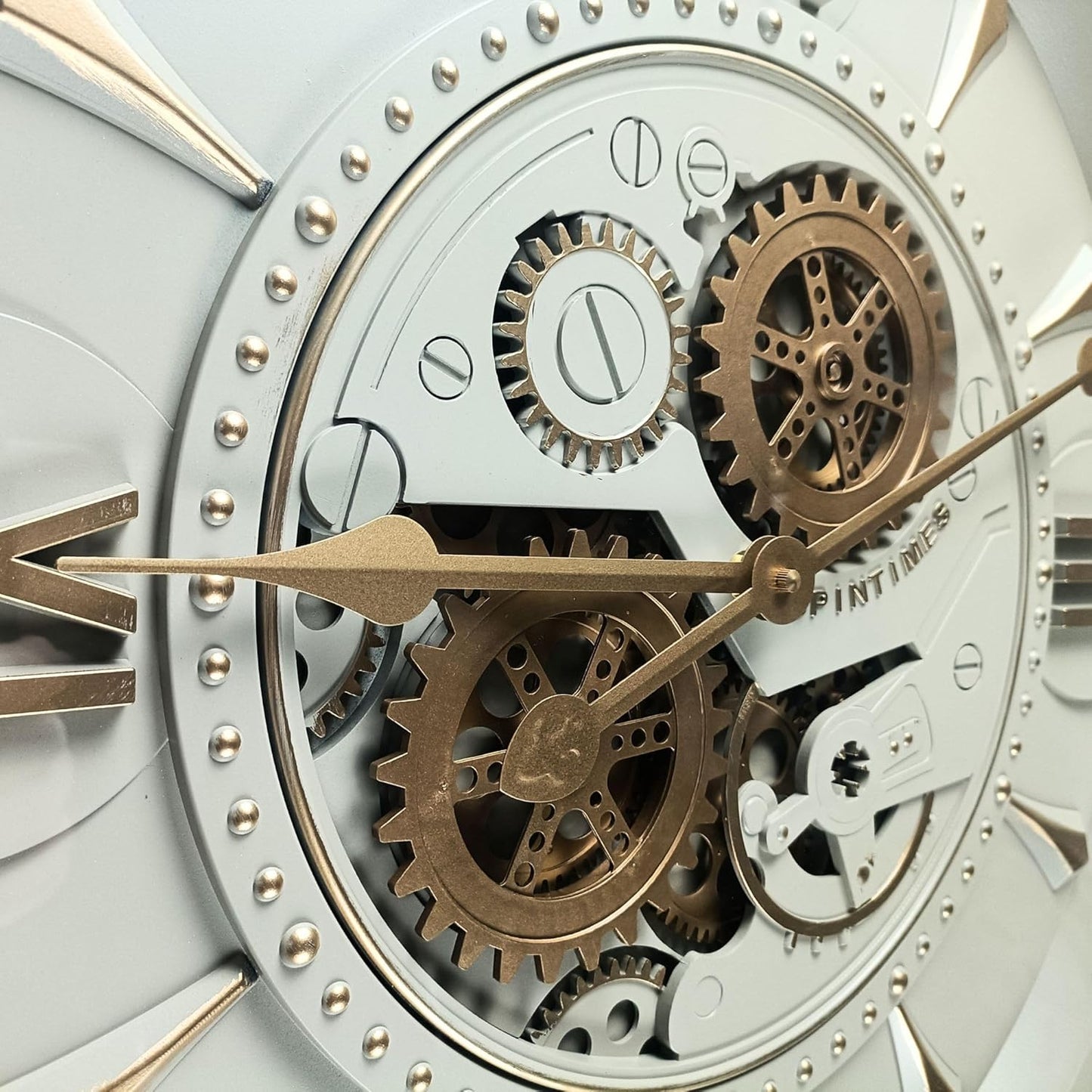 24'' Inch Real Moving Gear Wall Clock Ireland Line (Brass Light, 24 inches (59 cm))