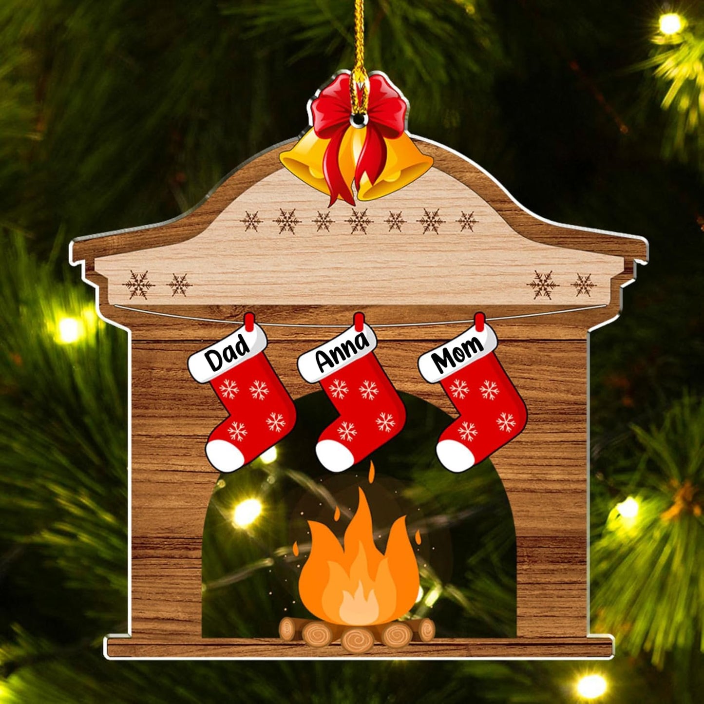 Stocking Personalized Family Christmas Acrylic Ornament 2025-3D Inflated Effect Custom Name Hanging Stock up to 10 Members, First Xmas as A Family Ornament Gifts