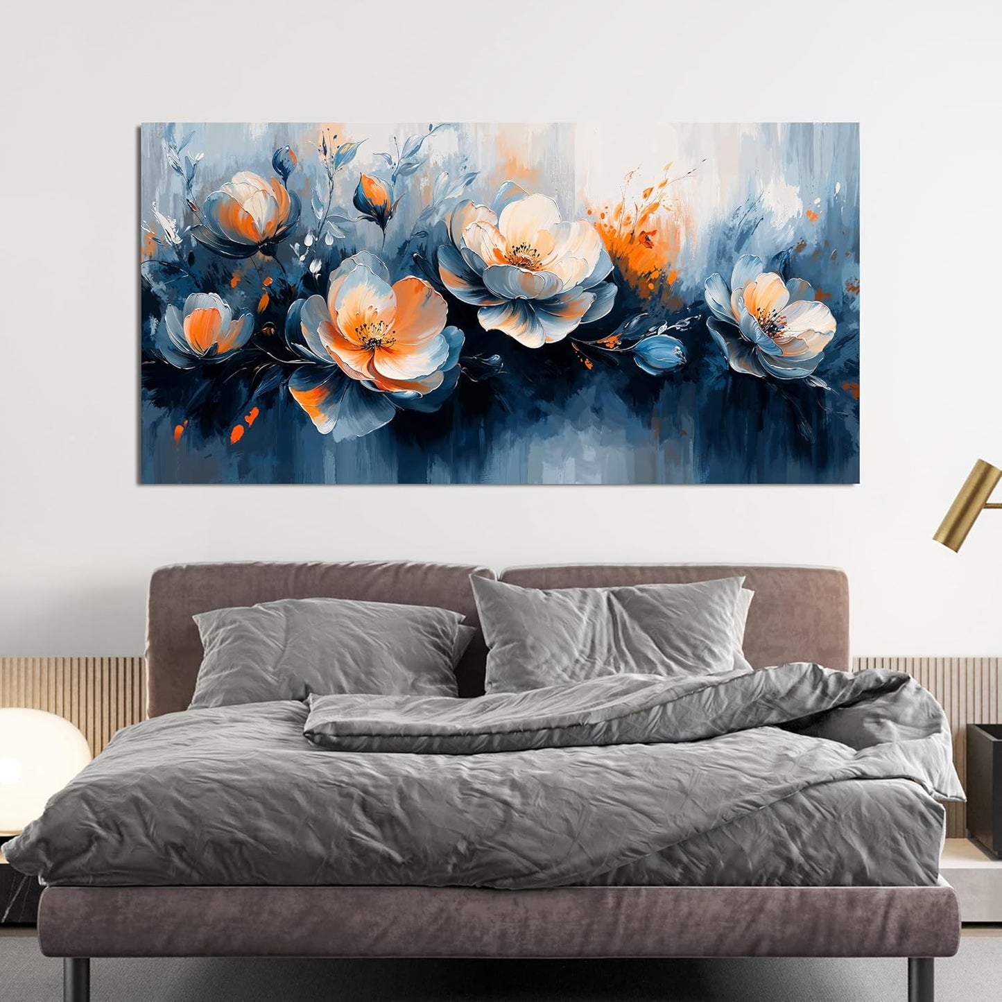 KUPTEU Canvas Wall Art Decor Wall Art Pictures for Living Room Artwork for Walls Large White Flowers Wall Art Prints Canvas Art Wall Decor Vintage Botanical Wall Art Bedroom Home Decor 24" X 48"