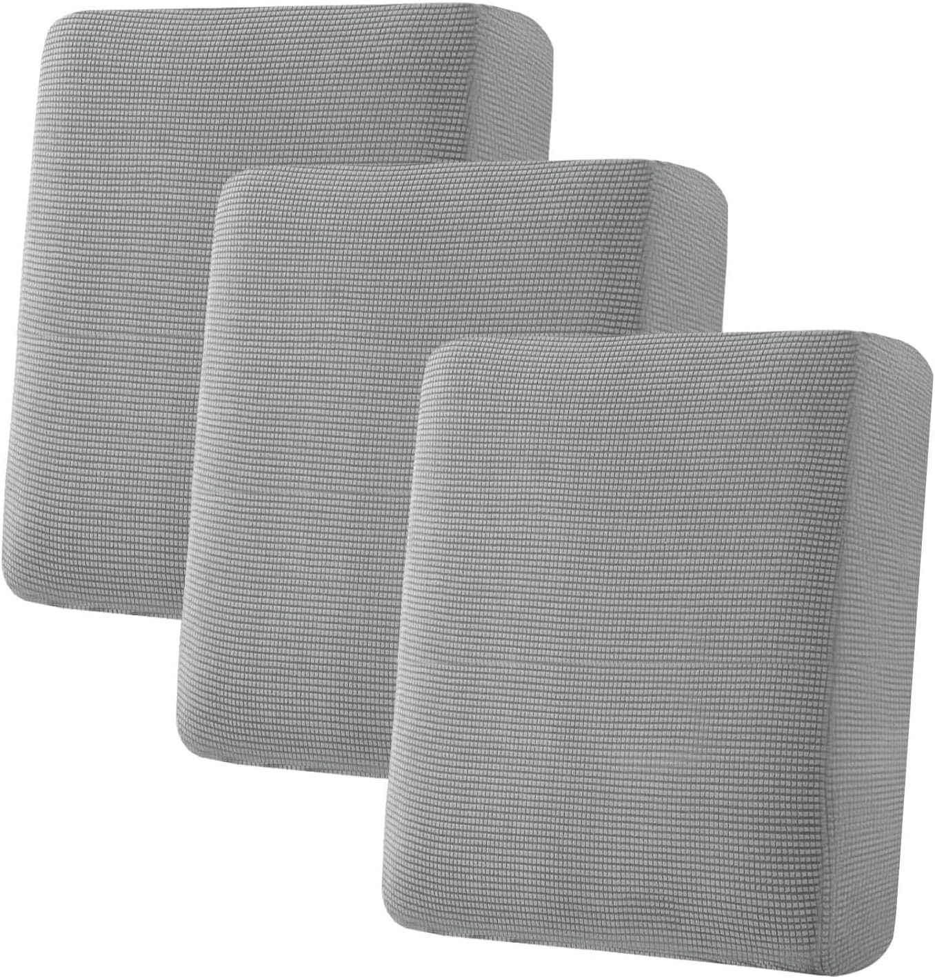 H.VERSAILTEX Super Stretch Individual Seat Cushion Covers - 3 Piece Sofa Cushion Covers in Dove, Thick Jacquard Textured Twill Fabric