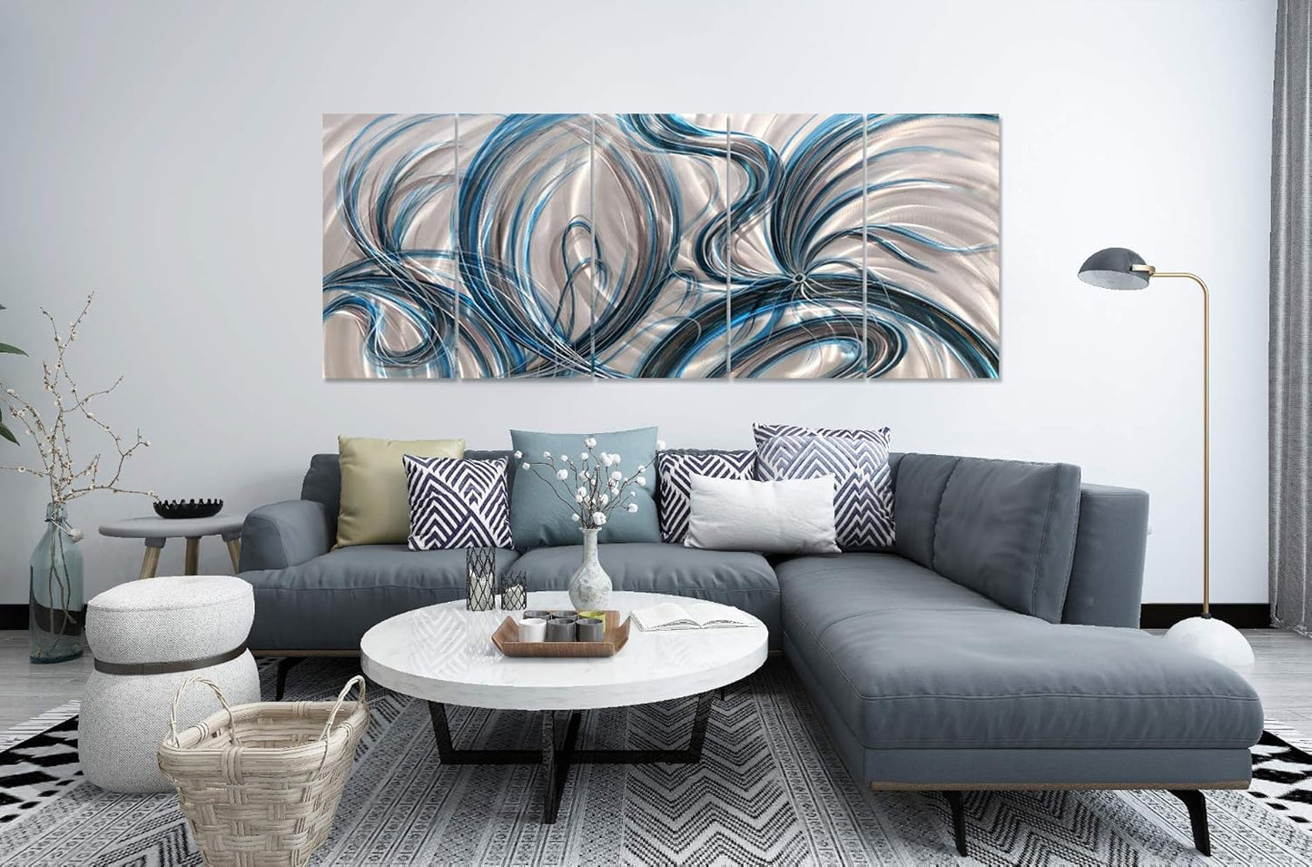 Yihui Arts Abstract Metal Wall Art for Living Room Contemporary Artwork Pictures Home Decor