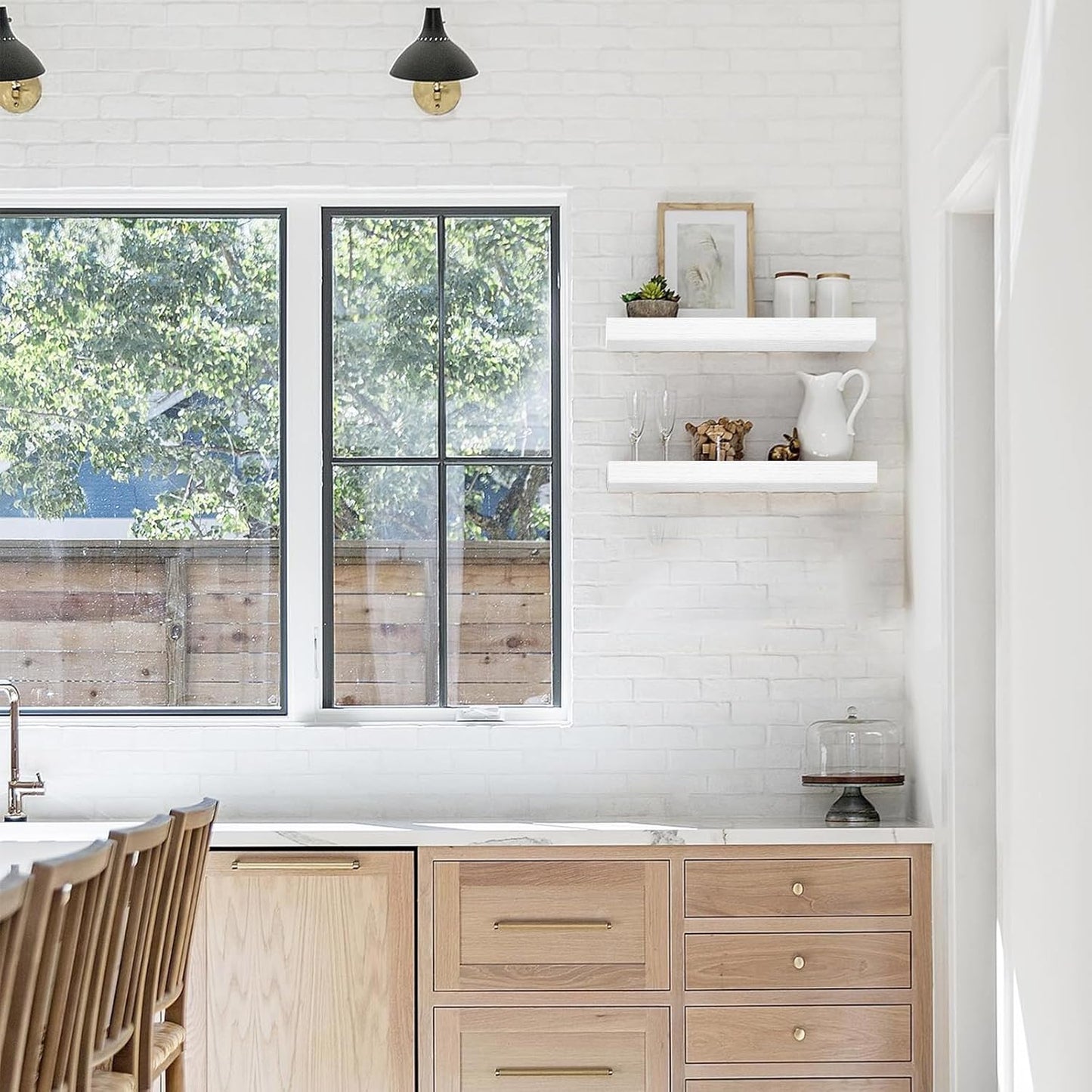 QEEIG Floating Shelves for Wall Bathroom Shelf Bedroom Kitchen Living Room Farmhouse Small Book Shelf 16 inch Set of 2, White (015-W2)