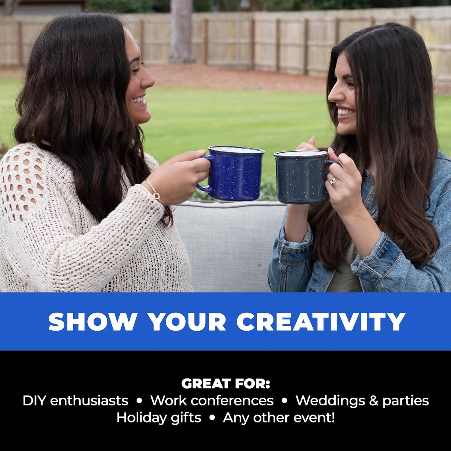 Set of 16 Ceramic Campfire Mugs – 15 Oz, Yellow – Coffee & Tea Cups for Home, Work, Travel, Camping – Customizable, Great for DIY, Events, Companies