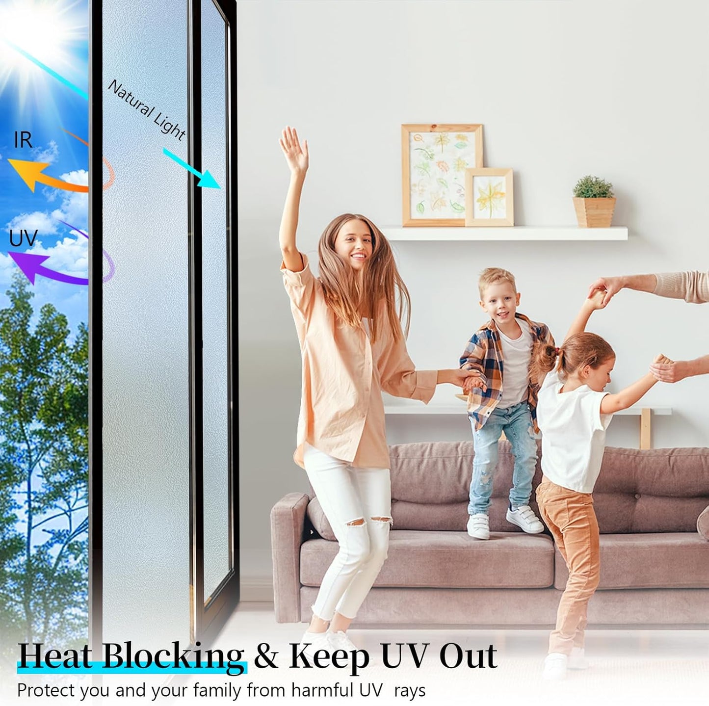 Niviy Etched Privacy Window Film Frosted Glass Static Cling Non Adhesive Window Frosting Film for Bathroom Home Office, 17.5 inch x 236 inch