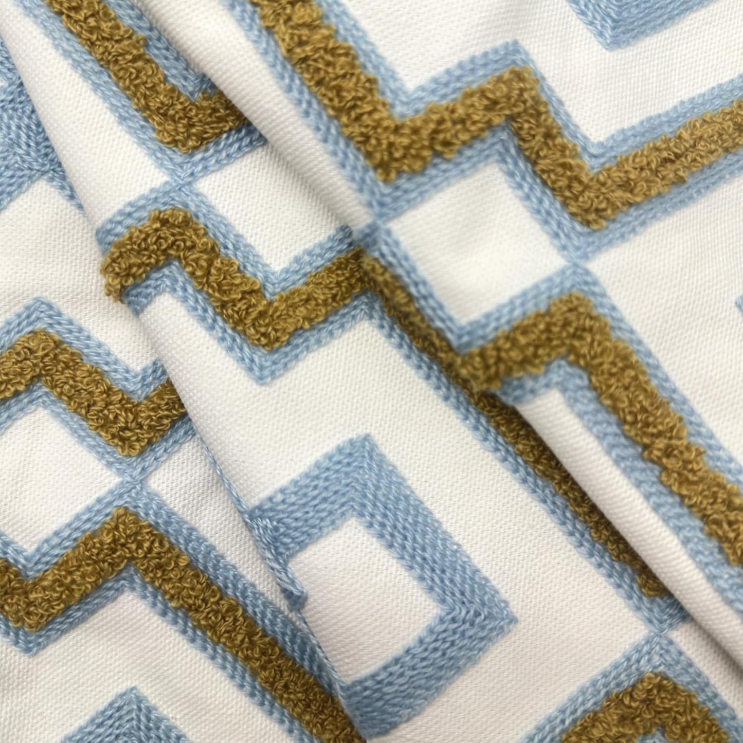 Alysheer Embroidered Lumbar Decorative Throw Pillow Cover 12"x 20", Classic Boho Geometric Embroidery Pattern Cotton Rectangular Cushion Case for Sofa Couch Living Room Bedroom (Blue Khaki)