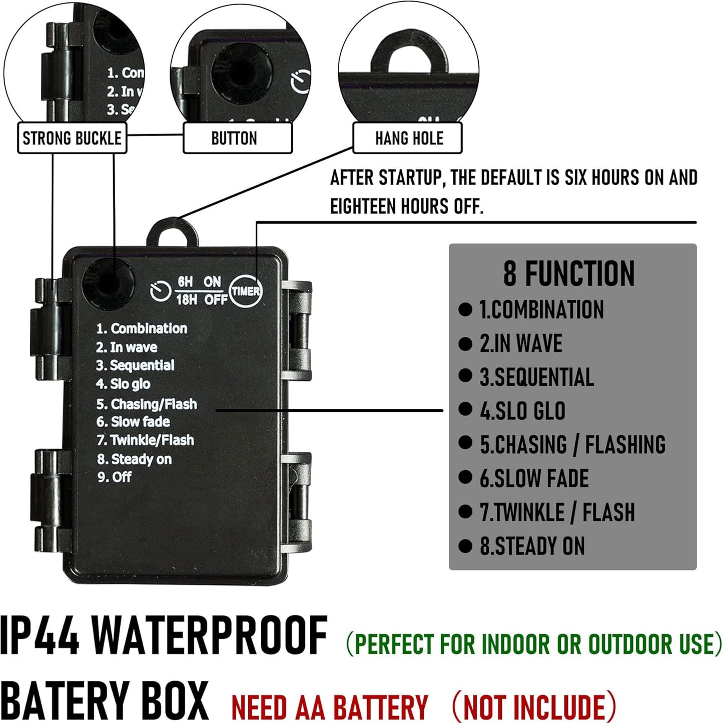 Dazzle Bright Purple and Orange Battery Operated 50 LED 16FT Waterproof Mini String Lights with 8 Modes - Indoor/Outdoor Halloween Decorations