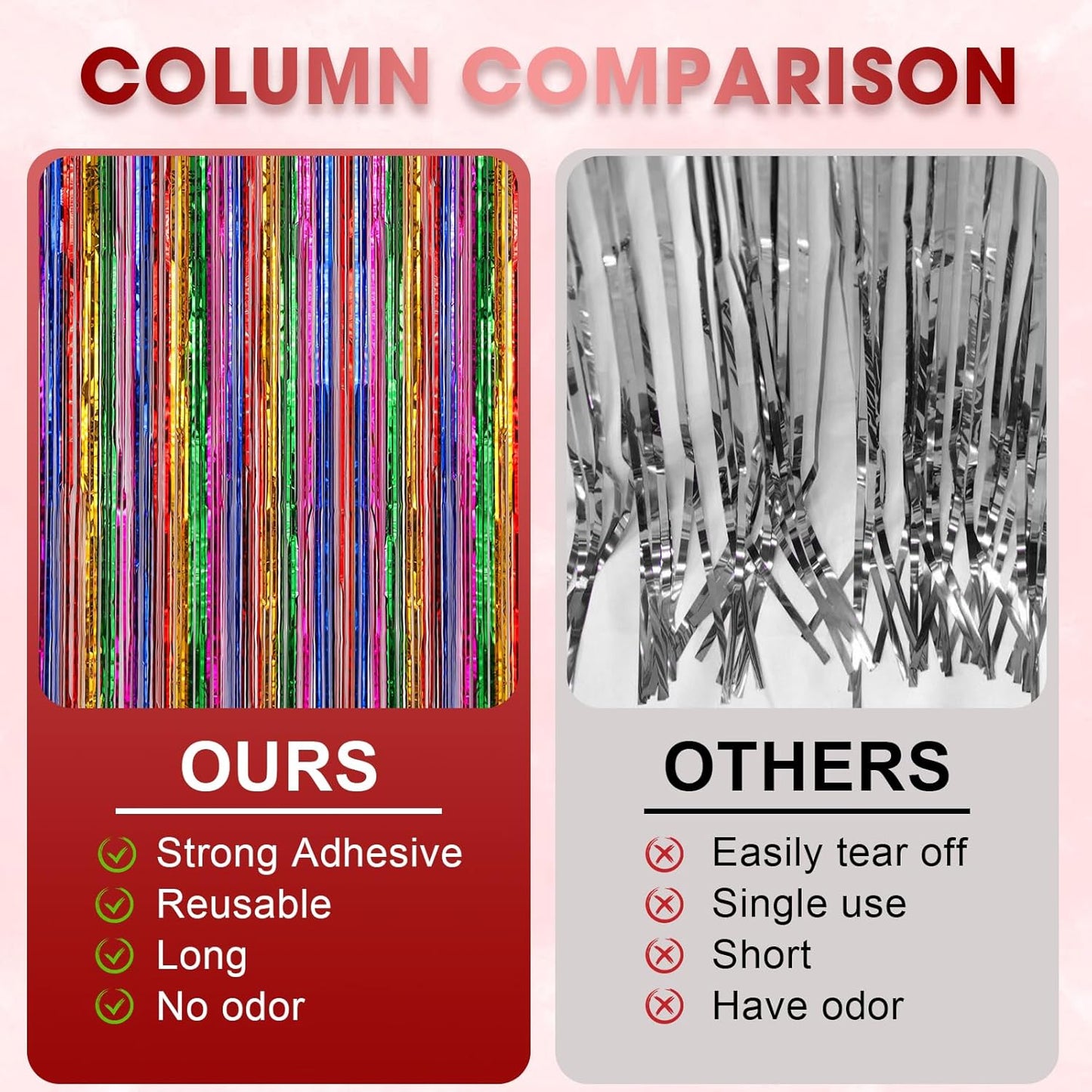 3 Pack 3.3x8.2 Feet Rainbow Foil Fringe Backdrop Curtains, Tinsel Streamers Birthday Party Decorations, Fringe Backdrop for Graduation, Baby Shower, Gender Reveal, Disco Party