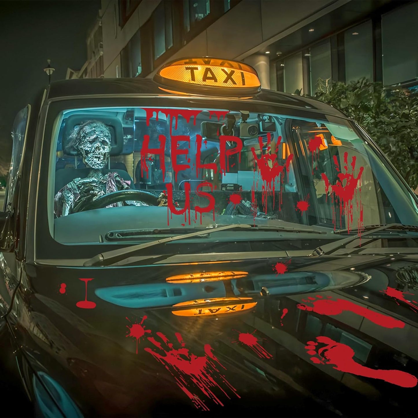 8 Sheets Halloween Bloody Handprint Footprint Floor Stickers Scary Halloween Decorations Self Adhesive Bloody Wall Decal Windows Cling Stickers for Window Floor Glass Bathroom Car Indoor Outdoor Party