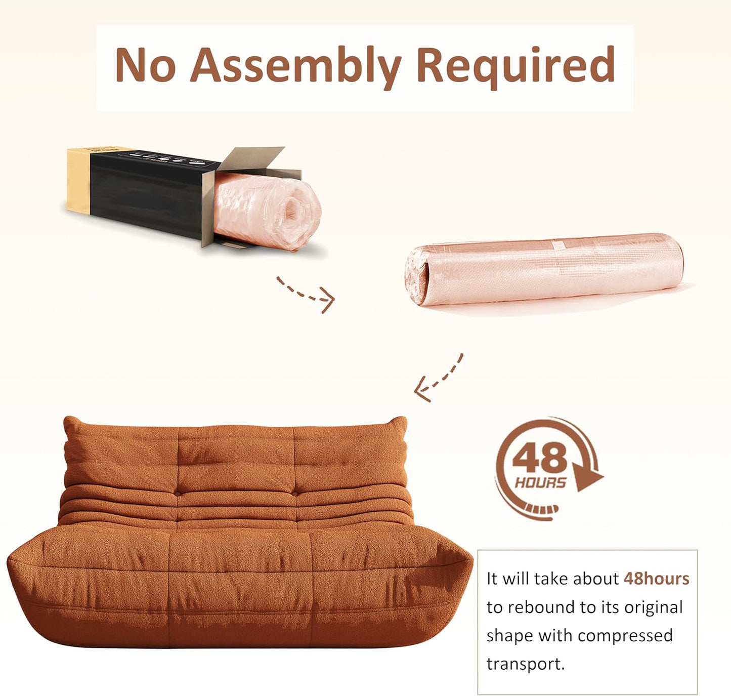 Bean Bag Chairs for Adults Giant Bean Bag Chair， 2 Seater with Memory Foam Filled Fireside Chair, Lazy Sofa Lounge Floor Sofa for Living Room, Bedroom, Office, No Assembly Required. (Orange)