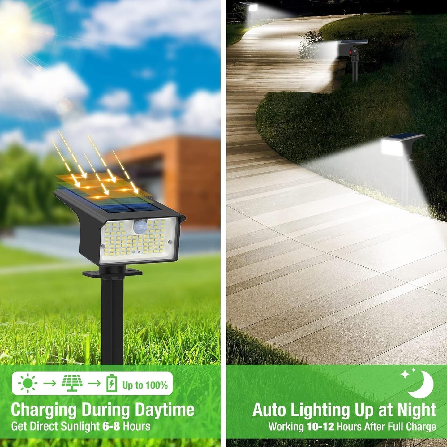 Nipify Solar Spot Lights Outdoor Motion Sensor, [6 Pack/62 LED]3 Modes Solar Landscape Spotlights Outdoor Waterproof, 2-in-1 Solar Lights Outdoor Wall Lights for Yard Garden Patio Pathway, Cool White