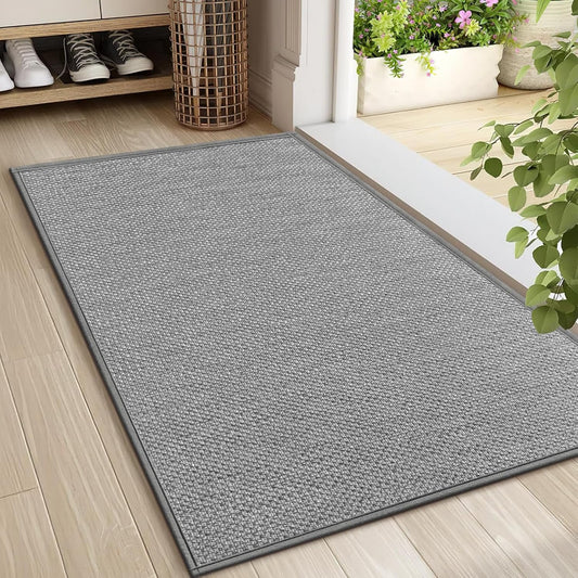 LEKEEPGO Door Mat 24"x36", Non Slip Door Mat Indoor Entrance, Rubber Backing Front Indoor Door mat Washable Absorbent Low-Profile Entryway Entry Resist Dirt Inside Door Mats, Light Grey