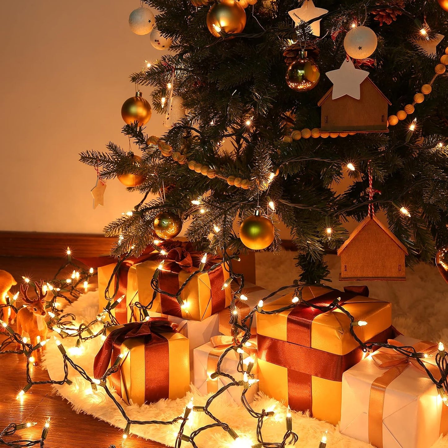 Toodour Clear Christmas Lights, 12.5ft 50 Count Incandescent Indoor Outdoor String Lights, UL Certified Connectable Green Wire Mini Bulb Light for Home, Party, New Year, Xmas Tree Decor - Warm White