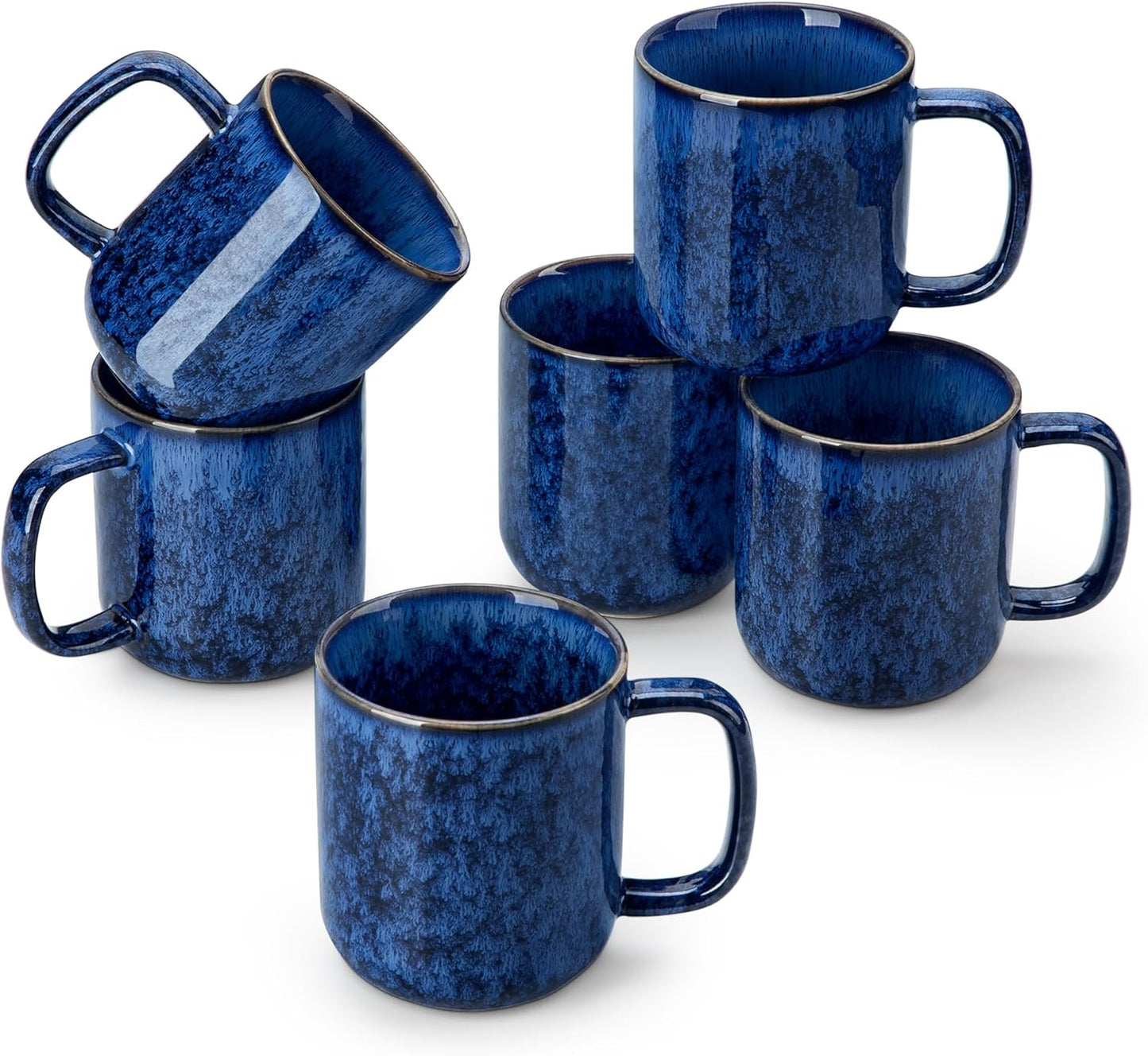 vancasso STARRY Coffee Mugs Set, 12 oz Ceramic Coffee Cups for Latte Hot Tea Cappuccino Cocoa Milk Stoneware Cups Set of 6, Dishwasher & Microwave Safe, Blue
