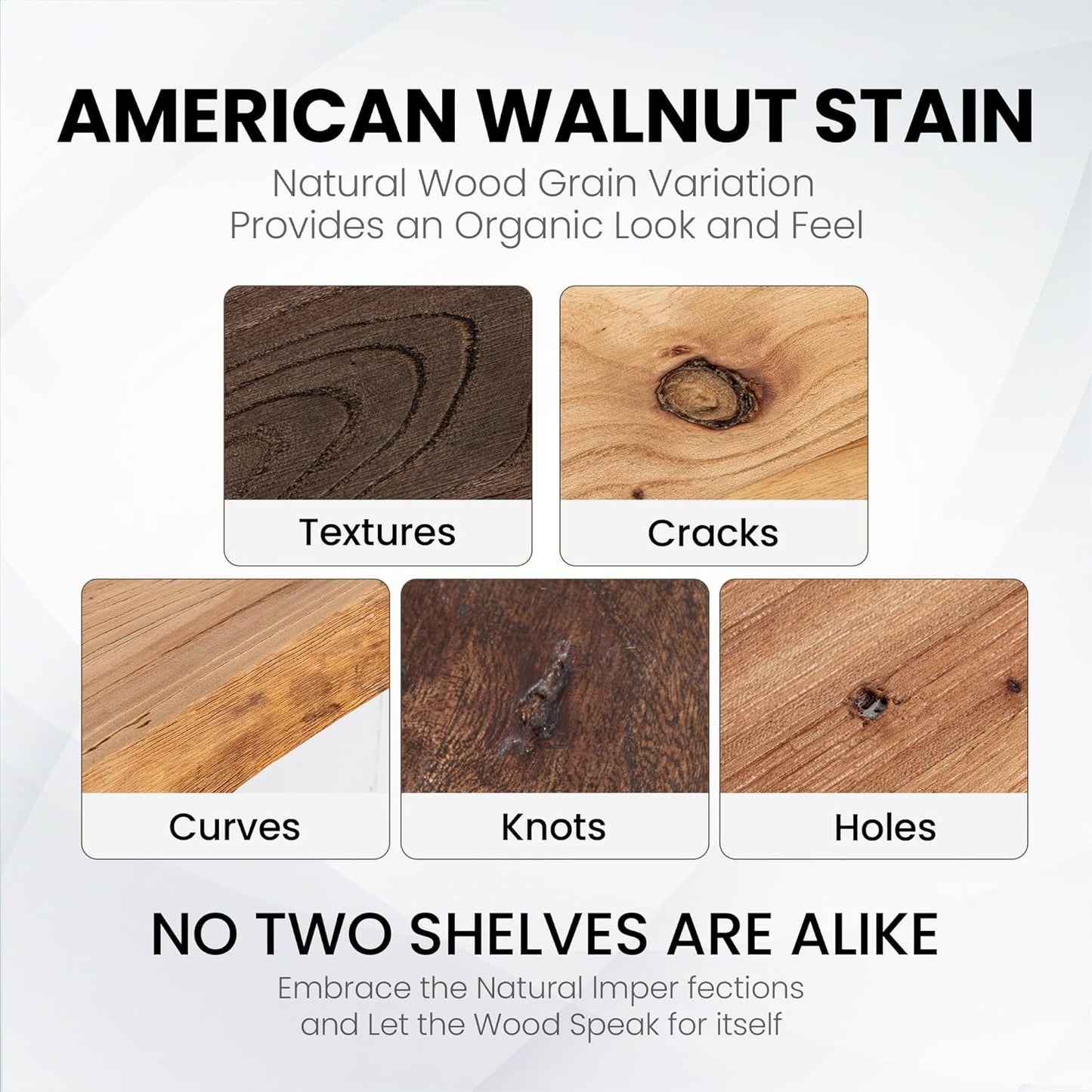 55 Inch Floating Shelves, Live Edge Elm Wood Floating Shelf for Wall, Wall-Mounted Display Shelves with Invisible Heavy-Duty Bracket, Long Floating Shelf for Kitchen, Living Room, Walnut Finish