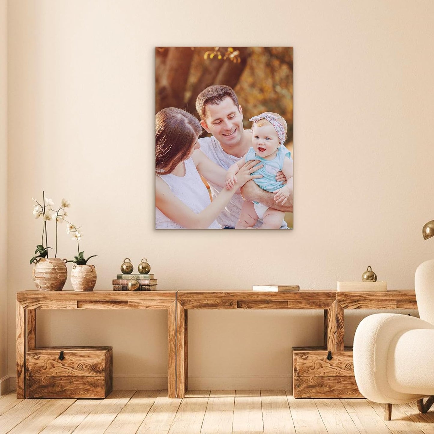 Custom Canvas Prints with Your Photos- Personalized Print Canvas Pictures, Custom Wall Art Gift for Living Room, Bedroom, Wedding Family Baby Pets Framed 14 x 11 inche