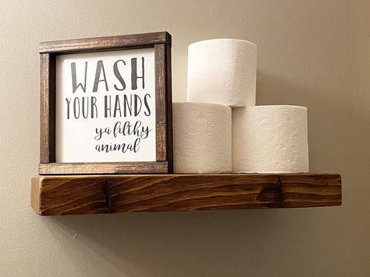 joelsantiques | 24 Inch Floating Shelves for Wall | Made of Natural Wood and Easy Install | Heavy Duty Rustic Book Shelves | Perfect for Bathroom, Kitchen, Living Room | Medium Brown 24x9x2 Inches