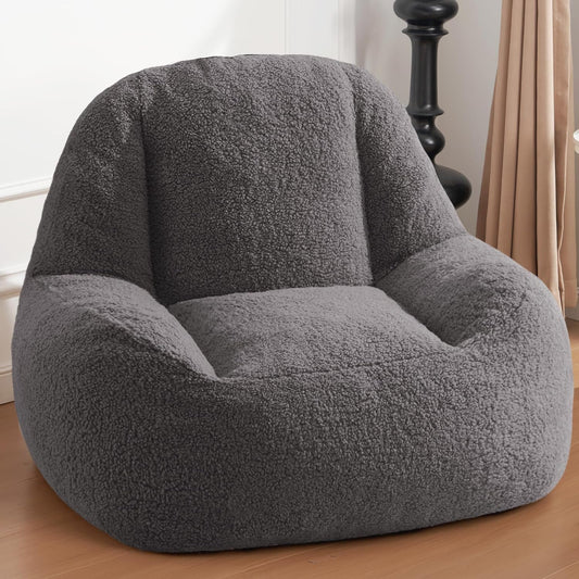 Homguava Bean Bag Chairs for Adults,Giant Beanbag Couch Adult Bean Bag Chair with Filler Included,Modern Lazy Sofa Comfy Chair for Living Room(Dark Grey)