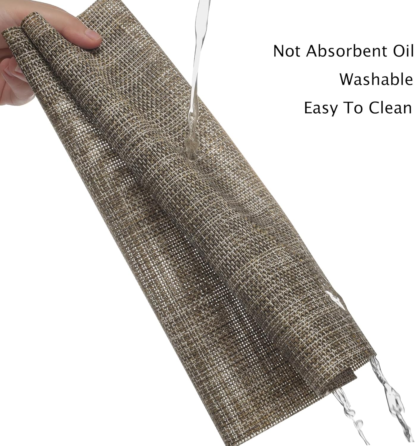 Myir JUN Placemats Set of 8, Vinyl Woven Placemats Place Mats Indoor Set of 8 Washable Table Mats Non-Slip Place mats for Dining Table (Caramel, Set of 8)