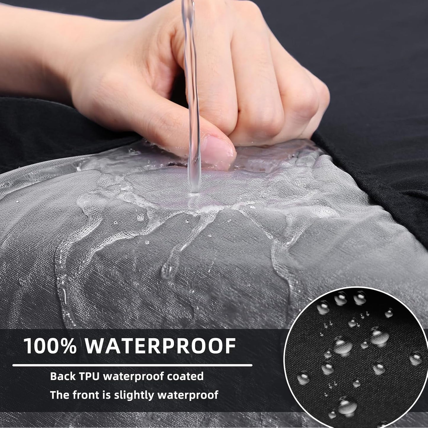 hyha Waterproof Couch Cushion Covers, Stretch Sofa Couch Seat Slipcover for Dog Washable, Non-Slip Waterproof Outdoor Cushion Covers for Patio Furniture Replacement (2 Pieces, Black)