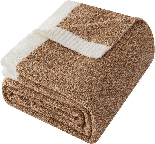 LURKA Fine Knit Throw Blanket - Super Soft Breathable Lightweight Blanket for Couch Bed Sofa (Camel, Throw(50"x 60"))