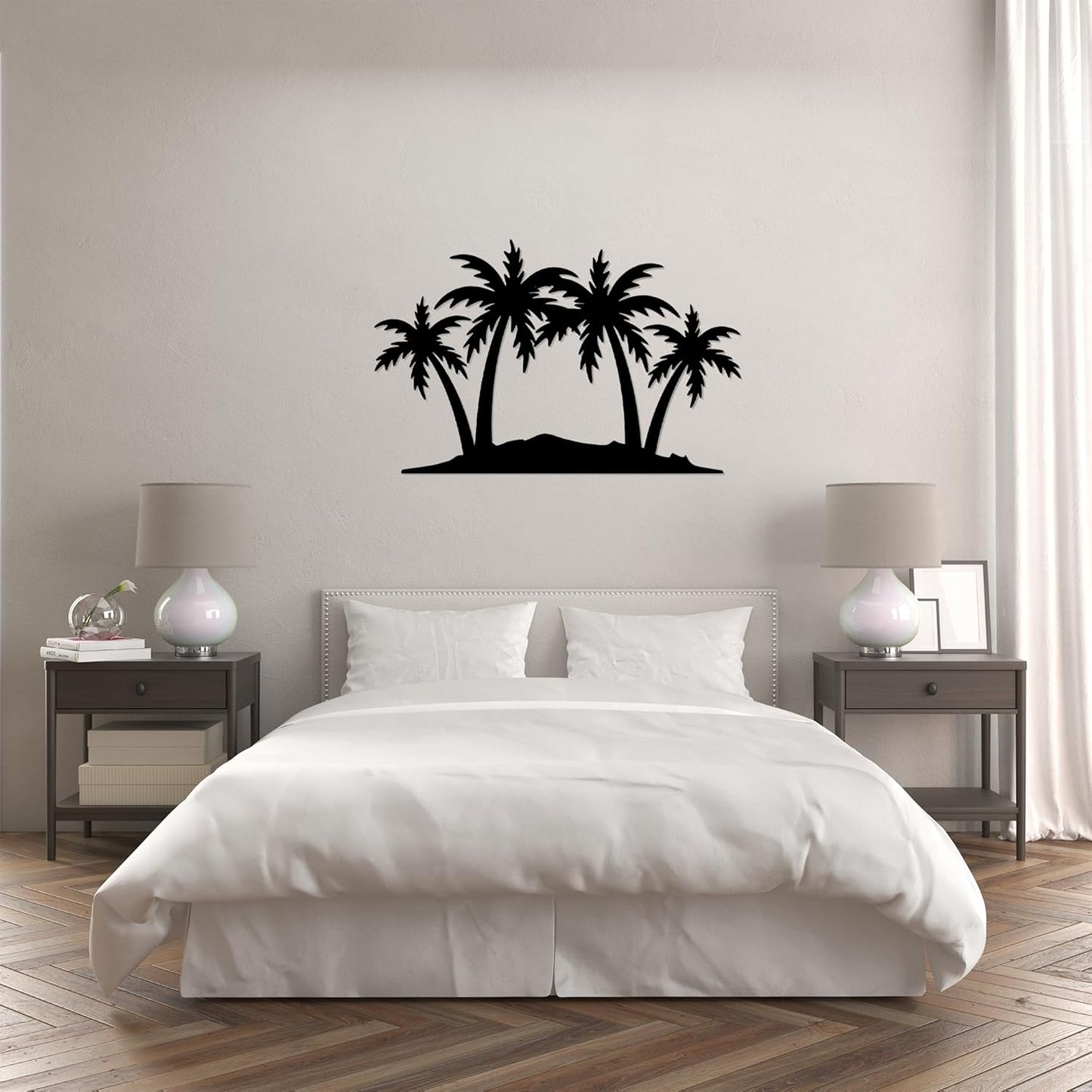 METALPLEX Palm Tree Metal Wall Art - Durable And Rust-free Indoor & Outdoor Aluminum Composite Wall Decor - Home Decor Wall Art For Living Room And Bedroom Decorations - Black (35"x23")