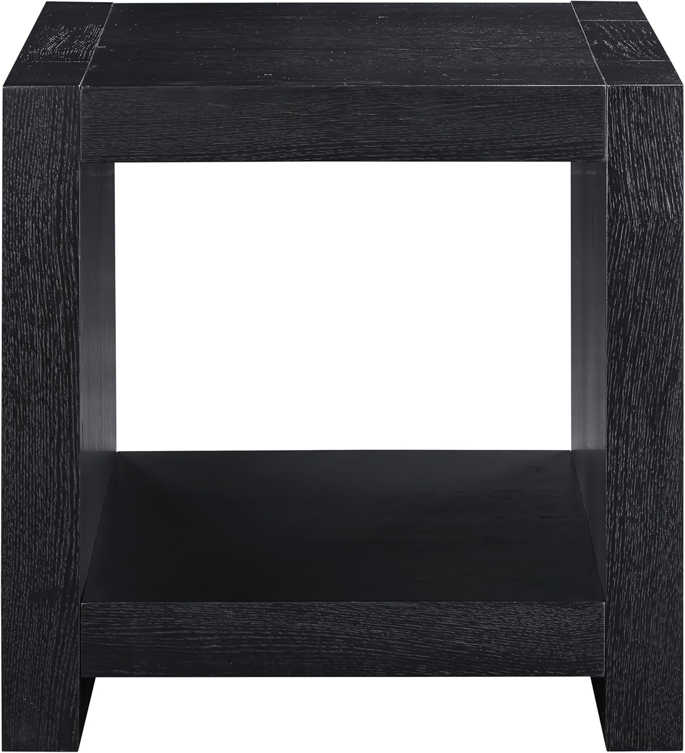 Steve Silver Furniture Aubrey Black End Table, Living Room/Bedroom, Contemporary/Modern Design, Bottom Storage Shelf, Chair Side/Media Table, 24'L x 24" W x 24" H, Black
