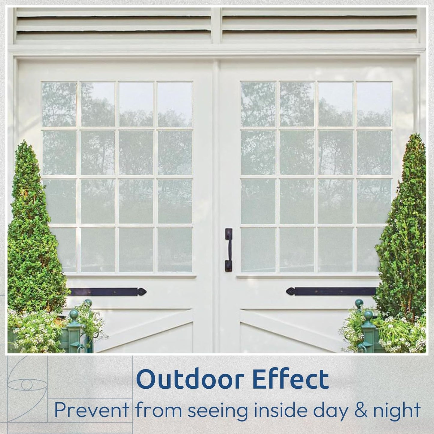 rabbitgoo Window Privacy Film, Non-Adhesive Frosted Glass Window Film for Bathroom, Static Cling Heat Blocking Stickers for Home Indoor Opaque Frosting Coverings House Tint, Matte White 35.4" x 196.8"