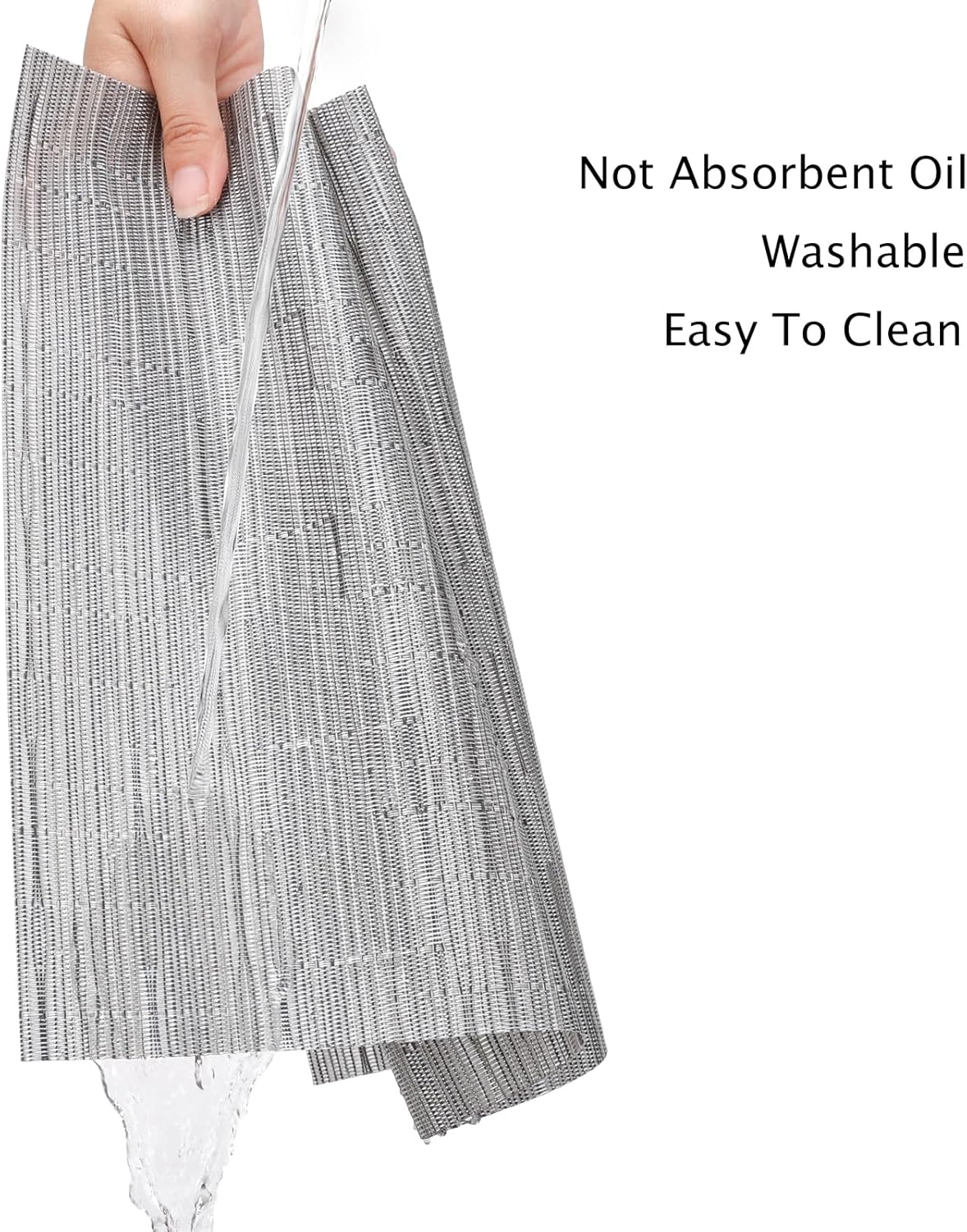 Myir JUN Placemats Set of 4, Vinyl Woven Placemats Place Mats Indoor Set of 4 Washable Table Mats Non-Slip Place mats for Dining Table (Silver, Set of 4)