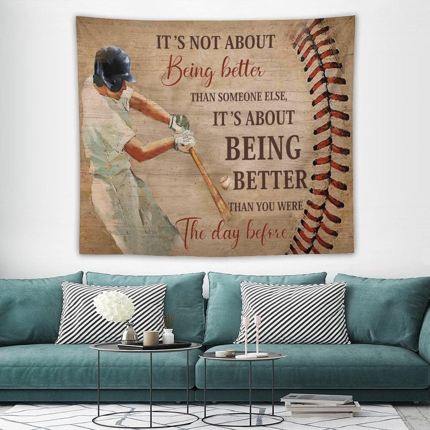 yowecso Baseball Tapestry Sport Theme Tapestry Wall Hanging for Bedroom Baseball Tapestries Aesthetic Wall Decor for Home Dorm Living Room 50"x60"