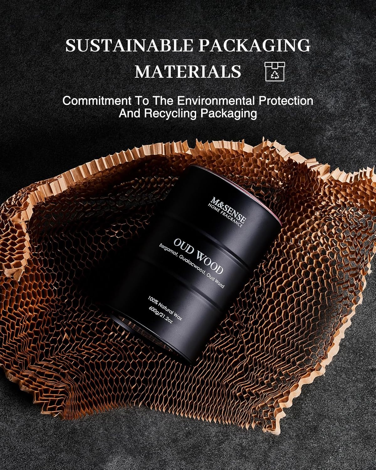 M&SENSE Oud Wood Large Scented Candles Natural Soy Wax, 21.2oz Long Lasting Up to 120 Hours Burning Time, Unique Candle Gifts for Men Women