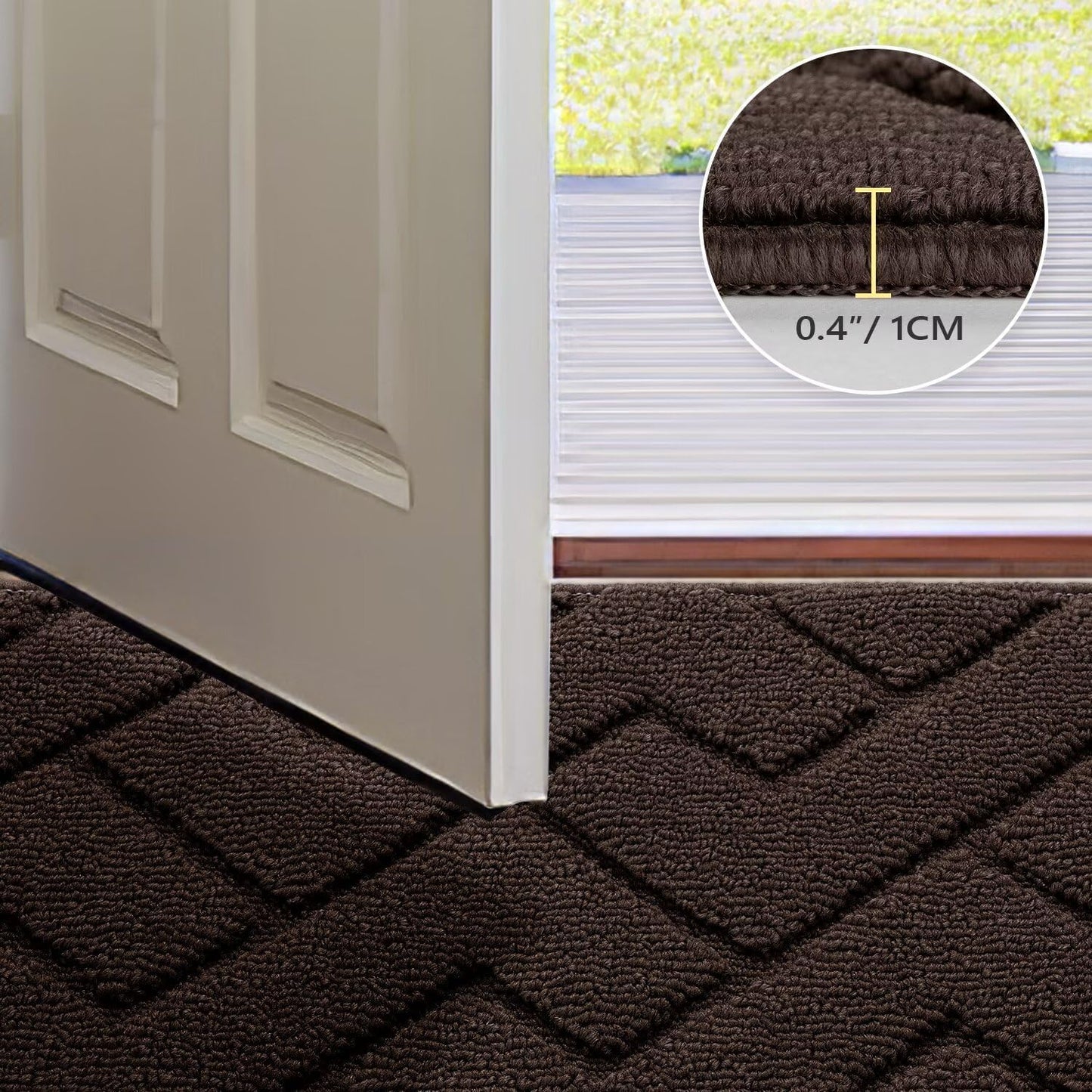 hicorfe Indoor Doormat, Odor-Free Door mat, Non Slip Door Mats 20"x31.5" Absorbent Resist Dirt Entrance Inside Floor Mats for Entryway Washable Low-Profile(Coffee)