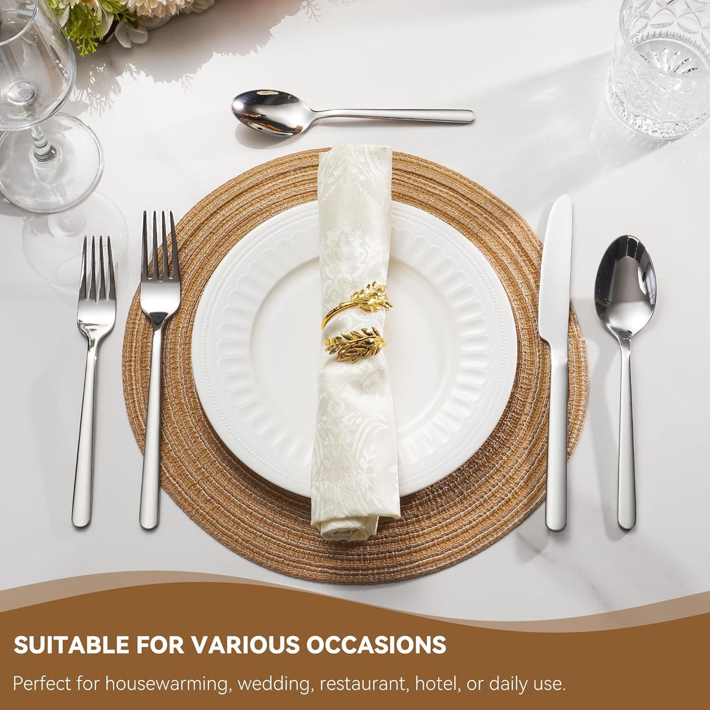 60 Piece Stainless Steel Silverware Set for 12, 18/10 Silverware Set, Flatware Set for 12, 18/10 Stainless Steel Flatware, Dishwasher Safe