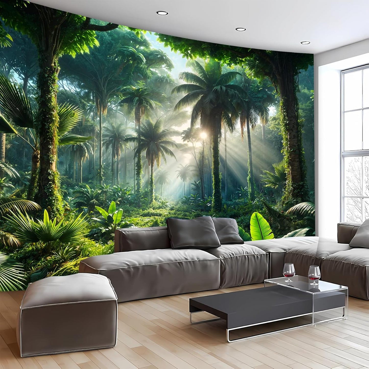 BSFHH Nature Tapestry Forest Tree Sea Cave Wall Hanging, Stream Through Rainforest Landscape Wall Art Tapestry for Bedroom Living room (Rainforest, 79"×59", Unframed)