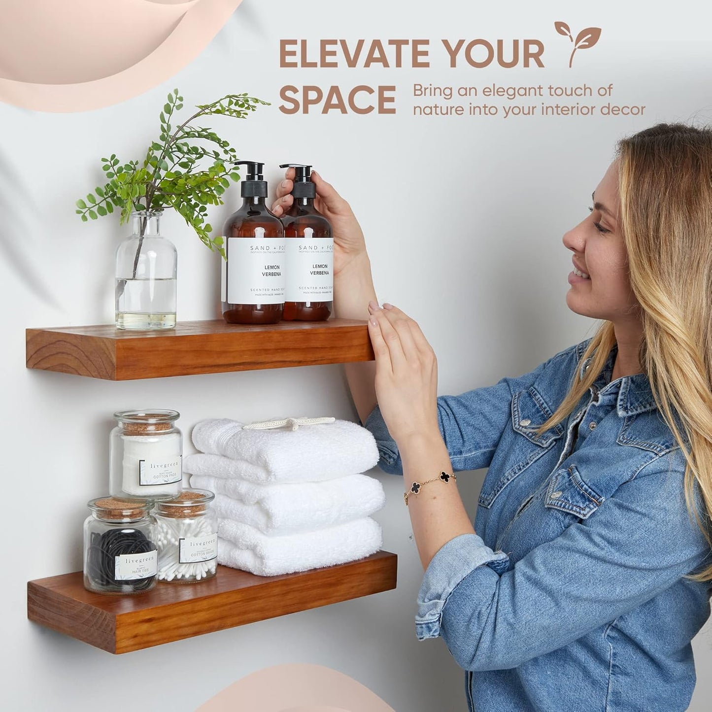 Homeforia 16 inch Oak Floating Shelf, High End Solid Real Wood 16inch Small Floating Shelves for Wall Mounted, Honey Oak Wooden 16in Floating Shelves, Heavy Duty Bracket, 16 X 6.5 X 1.75 in, Set of 3