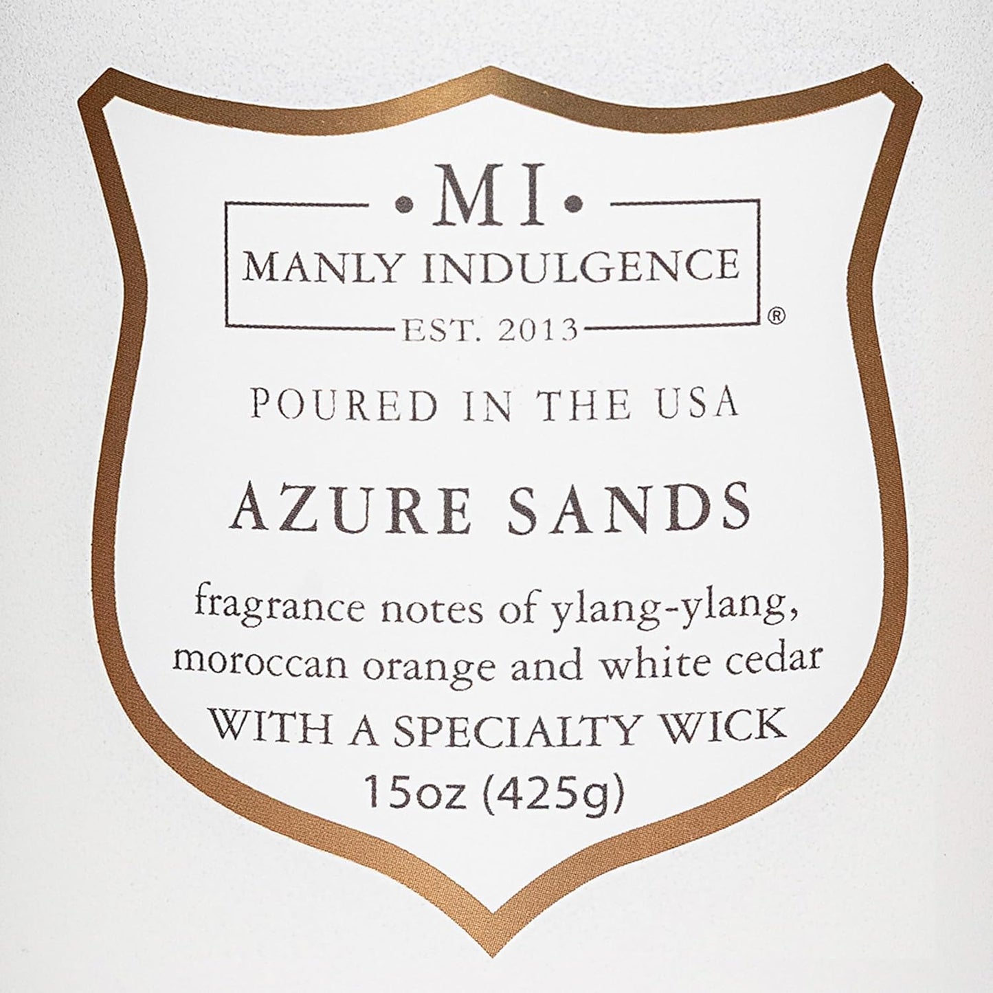 Manly Indulgence Azure Sands Scented Candles for Men, 15 oz Wooden Wick, Premium Soy Blend Wax, 60H Burn, Candles for Home Scented - Made in The USA