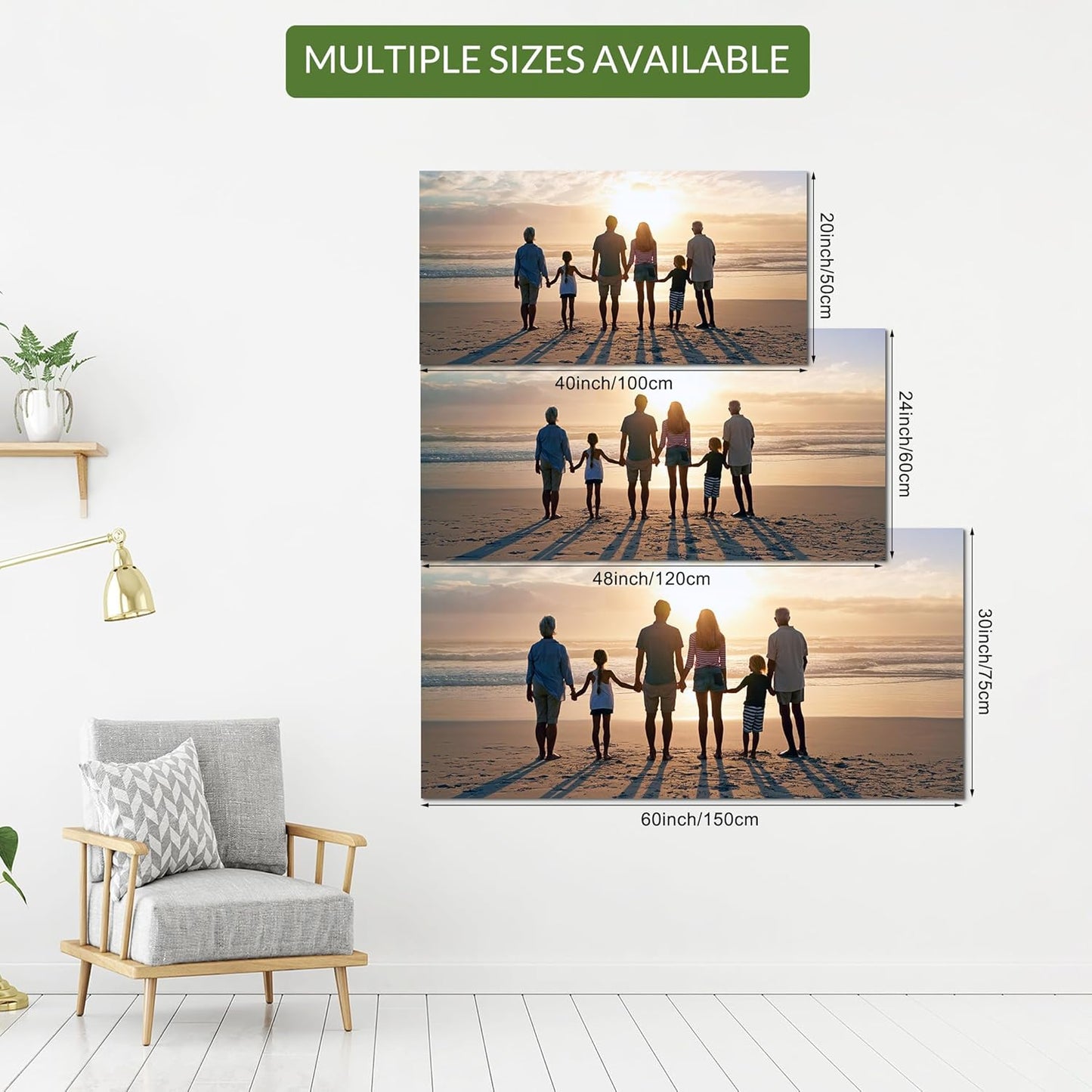 Wewejia Custom Canvas Prints with Your Photos 48x24inch, Upload your Travel Pictures/Photos - Custom Personalized Canvas Photo Gifts Wedding Family Wedding Baby Pets Home Decor