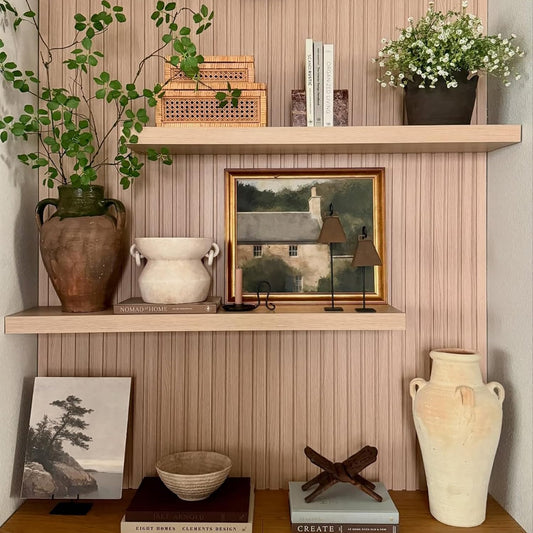 IAE Floating Wall Shelves 24 inch,Bathroom Shelves Wall Mounted,Invisible Shelves Floating Kitchen Shelves,Wooden Wall Shelves with Brackets for Living Room Wall Mounted,Easy Install,Set of 2,Natural