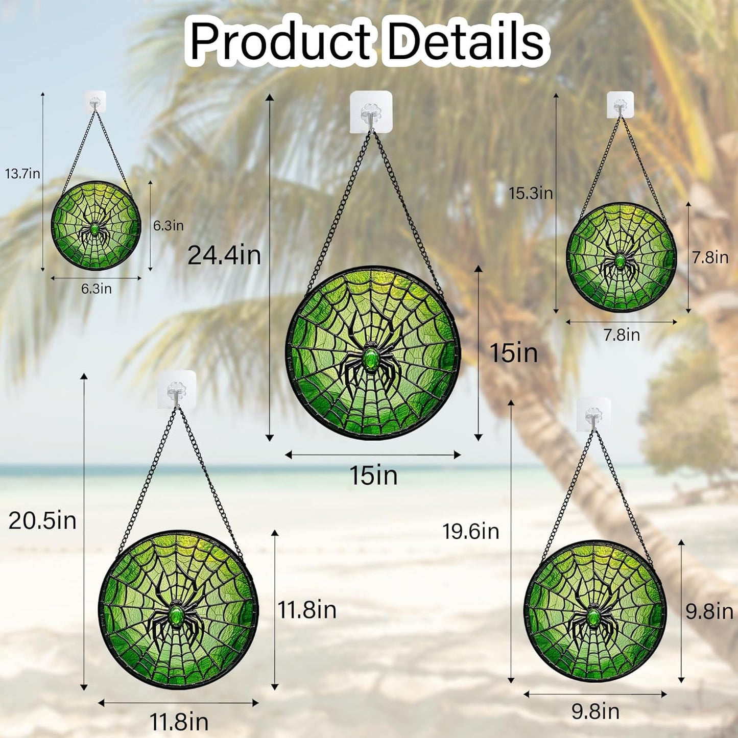 Stained Glass Window Hanging - Black Green Horror Spider Web Suncatcher for Doors Garden Patio Sun Catchers Decor Christmas Halloween Birthday Gifts for Women Men Mom Nana Friend 6.3 in