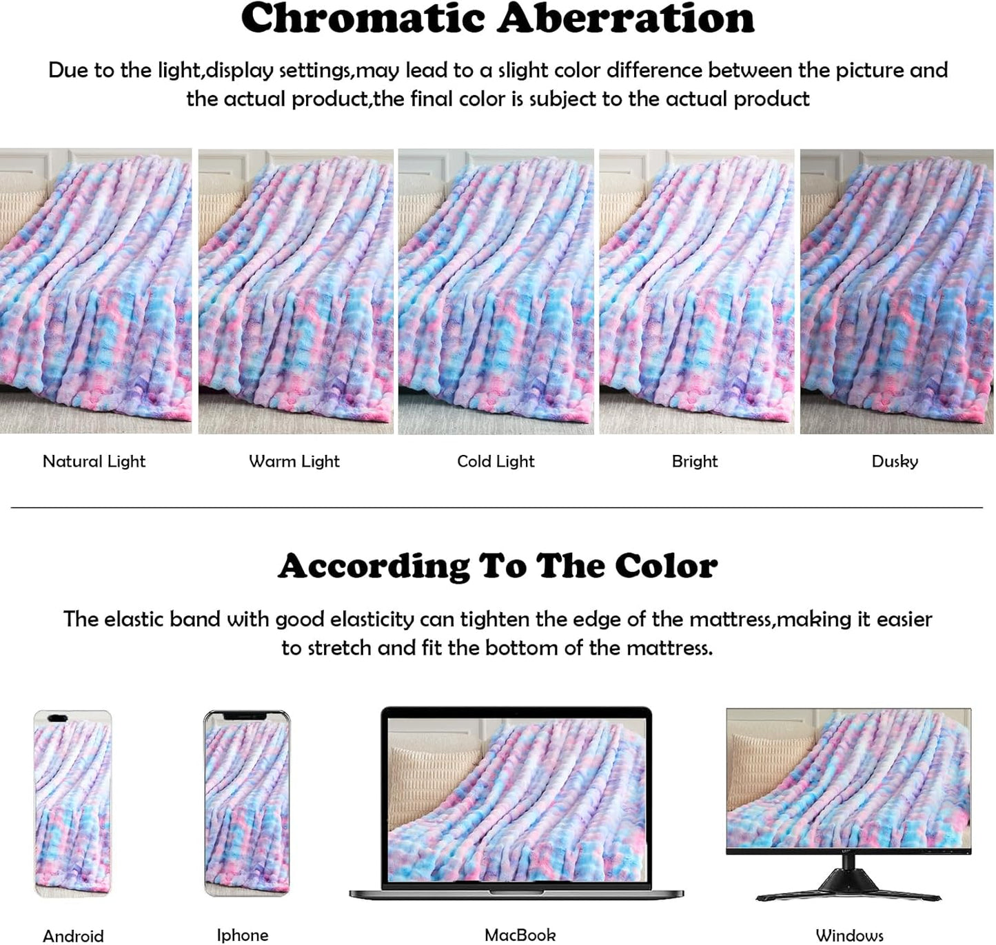 NEWCOSPLAY Faux Fur Twin Blanket Purple Rainbow Luxury Fluffy Thick Warm Bubble Blanket for Couch Sofa Bed 700GSM (Purple Rainbow, Twin(60"x80"))