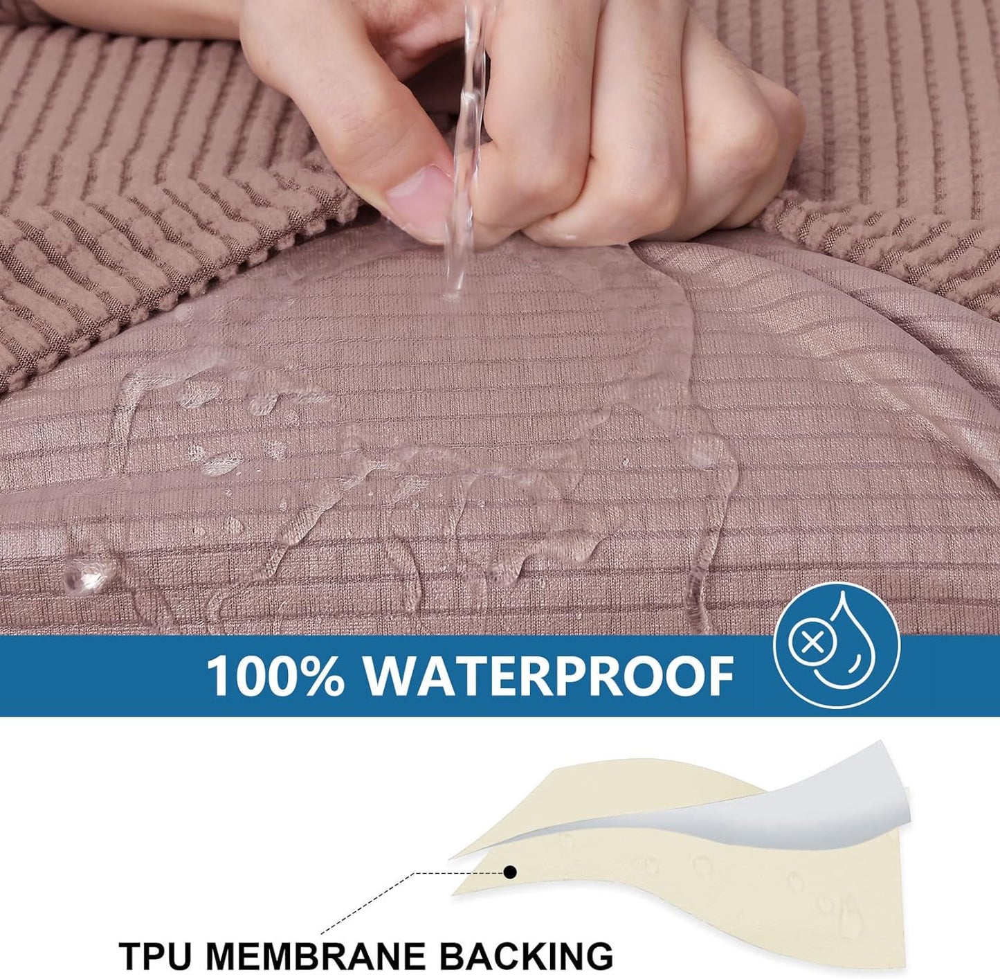 hyha Waterproof Sectional Couch Covers, Non Slip Sofa Couch Cushion Covers L Shape, Thick Stretch Jacquard Fabric, Washable Sofa Slipcovers with Elastic Bottom (1 Piece for Chaise, Camel)