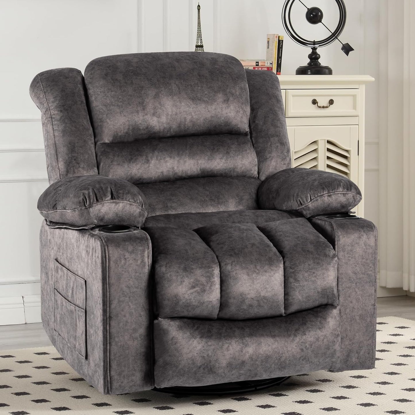 Recliner Chair Rocker Modern Ergonomic Lounge 360 Degree Swivel Single Sofa Seat Living Room Lounge Recliners on Clearance Foam Filling