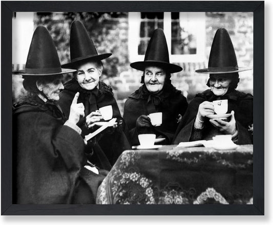 Poster Master Vintage Witches Tea Party Poster - Retro Witchcraft Print - Halloween Art - Gift for Men & Women - Funny Gothic Decor for Living Room, Bedroom, Kitchen or Dorm - 11x14 UNFRAMED Wall Art